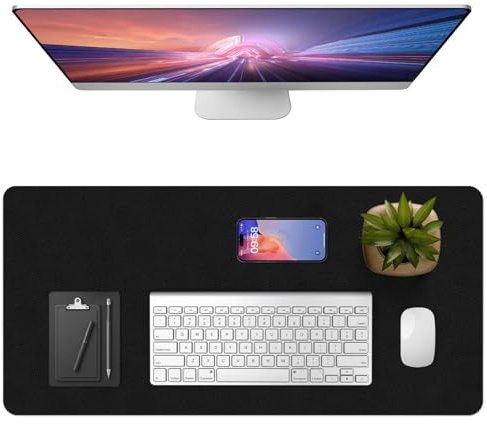 Vicwe Schreibtischunterlage, 80 x 40 cm Schreibtischunterlage aus PU-Leder, Rutschfester Multifunktionales Office Mousepad Laptop Schreibunterlage, Tisch-Schutz Unterlage für Büro/Zuhause (Schwarz)