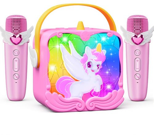 Kidluna Unicorno Karaoke per Bambini con Luce LED,Regalo Bambina 3 4 5 6-10 Anni Giochi 3-12 Anni Unicorno Bambina Regalo Canta tu Karaoke Microfono Bluetooth Regalo Bimba 3 4 5 Anni Microfono
