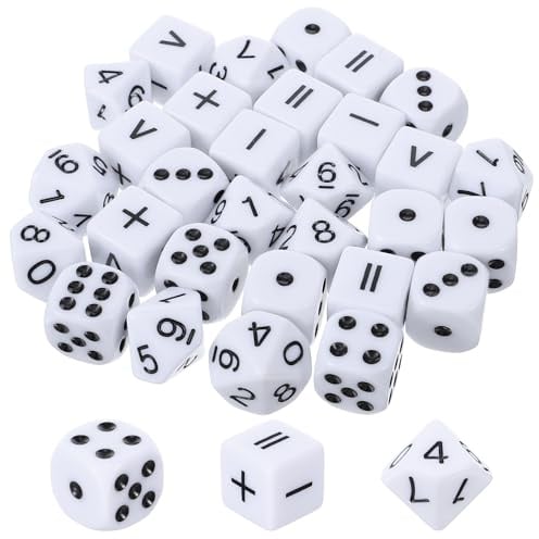 XLIUAX 30 Stück Mathe Würfel, 15mm Unterrichtswürfel 10 Punktwürfel 10 Mathe Operationswürfel und 10 Zehnkantige Würfel Rechenwürfel Set für Spielewürfel Würfelspiele Partys