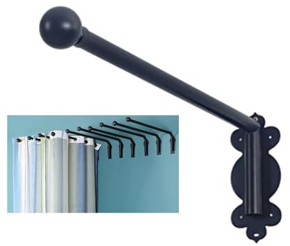 XXYLC Gardinenstangen Mit Schwingarm, Metall Vorhangständer Schwenkarm-Vorhangstange for Seitenwände Präsentationsständer Für Fenstervorhänge, Für Küche,Fenster,Tür(Size:70CM,Color:Schwarz)