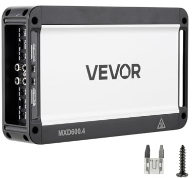VEVOR Amplificatore Audio per Auto a 4 Canali Potenza a Ponte di Classe D max. 4x420 W a 4 Ohm/4x 600 W a 2 Ohm, Amplificatore per Veicoli Multicanale 14,4V CC Larghezza di Banda 15 Hz-30 kHz