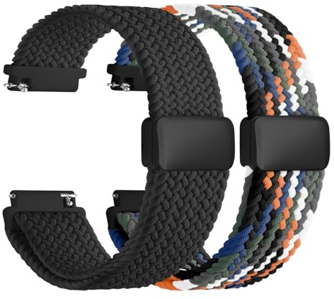Uhrenarmband 22mm Nylon für Garmin Venu 4 45mm/3/2/Vivoactive 4 45mm | Armband mit Magnetverschluss für Samsung Gear S3 Classic/Frontier/Galaxy 3 45mm,2er Set, geflochten, Damen & Herren