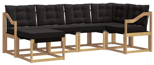 vidaXL Outdoor-Sofagarnitur mit Kissen 6 pcs Weiß und Schwarz, Moderne Outdoor-Sofa-Sitzgruppe, stylische Gartenmöbel, robuste Terrassenmöbel, Bequeme Lounge für den Garten