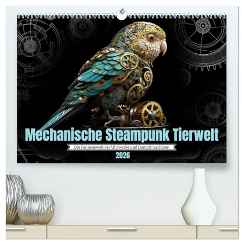Mechanische Steampunk Tierwelt (hochwertiger Premium Wandkalender 2026 DIN A2 quer), Kunstdruck in Hochglanz: Die aufregende Fantasiewelt der Uhrwerke und Dampfmaschinen (CALVENDO Spass)