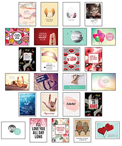 Postkarten Hochzeit - 25 Postkarten Liebe: Postkarten Set Liebe für die Hochzeit als liebevoll gestaltetes Hochzeitsgeschenk mit Sprüchen und Zitaten