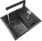 Lavello A Scomparsa Lavello Bar Nero Lavello Inox con Coperchio Lavello Dispensa con Lavabicchieri Rubinetto Alzabile
