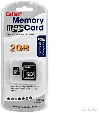 Cellet 2GB MicroSD for Motorola MZ615 Smartphone custom flash memory, high-speed transmission, plug and play, with Full Size SD Adapter. (Retail Packaging)