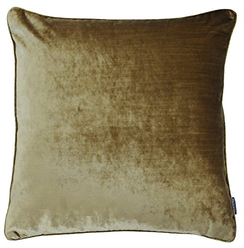Riva Paoletti Luxe Velvet Cushion Cover - Gold - Soft Velvet Feel Fabric - Reversible - Hidden Zip Closure - Machine Washable - 100% Polyester - 55 x 55cm (22 x 22 inches)