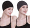 FocusCare Schlafmütze für Haarausfall, Kopfbedeckung für Chemo-Frauen, Schwarz mit dunklem Gesundheitsgrau, Einheitsgröße