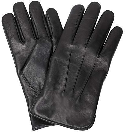 Hand Fellow Men's Fashion Driving Black Leather Gloves Wool Cashmere Lining Fleece Touch Screen Compatible Outdoor Leather Driving Gloves Winter Warm Leather Glove (Original Black, X-Large)