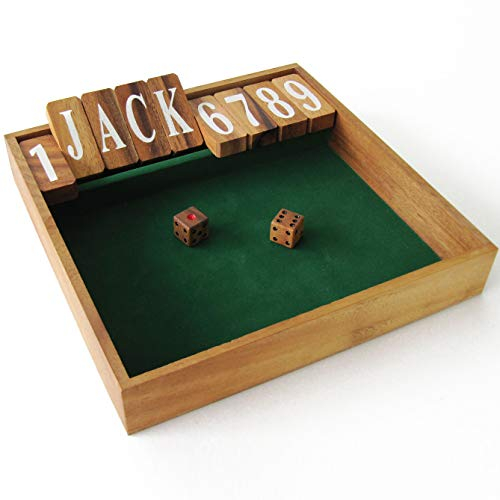Shut The Box Jackpot Edition, Schliesse die Schachtel, Kneipe, Pub, Gesellschaftsspiel aus massivem Holz umweltverträglich nach CE-Norm, Marke Le Délirant. Für 2 Spieler und mehr, ab 6 Jahren.