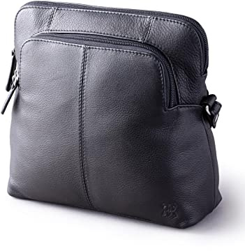 Lakeland Leather Rachel Raven Leather Cross Body Bag for Women, Real Leather Everyday Handbag, Adjustable Strap Shoulder Bag, Multi Pocket Medium Size Bag