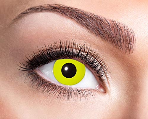 Zoelibat farbige Kontaktlinsen Gelb ohne Stärke, Crow Eye, 1 Paar Wochenlinsen, weiche Augenlinsen für Halloween, Karneval und Fasching