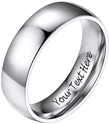 PROSTEEL Herren hochglanzpoliert personalisiert Ring Edelstahl Größe 62 Hochzeit Verlobung Bandring 6mm breit Partnerring Trauring Finger Ring Modeschmuck Accessoire für Geburtstag