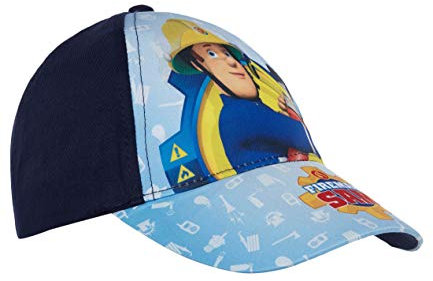Feuerwehrmann Sam Cap für Jungen mit Fotodruck und Klettverschluss Hellblau 52