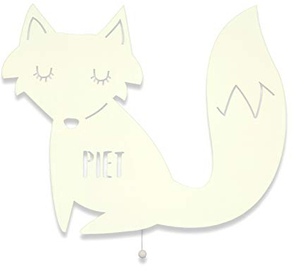 hellomini Personalisierbares LED-Nachtlicht mit Name für Kinder & Babys | Holz-Wandlampe | Schlummerlicht mit Motivwahl – Geschenk zur Geburt & Taufe (Franz der Fuchs)