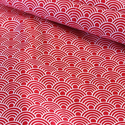 8,98€/m Ornamente Schuppen 100% Baumwolle 50x160cm Baumwollstoff Meterware Handwerken Nähen Stoff (Ornamente Rot)