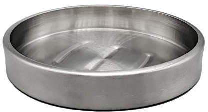 Land-Haus-Shop® 1 Stück Aschenbecher flach Edelstahl matt gebürstet 11,0 cm Durchmesser 1,9 cm hoch