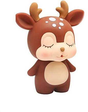 NUOBESTY Hirsch Sparschwein Karikatur Tier Spartopf Geld Kasten-Karikatur Tiermodell Kinder Kinder Kleinkinder (Kaffee)