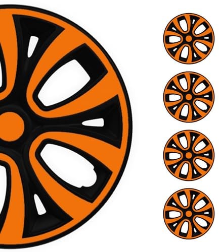 OMAC 4X Radkappen Radzierblenden Radblenden 16 Zoll Stahlfelgen Glänzend Schwarz-Orange