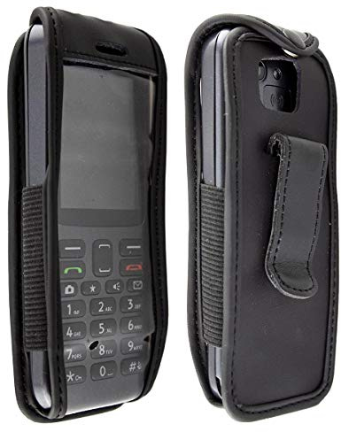 caseroxx Ledertasche mit Gürtelclip für Doro 5516/5517 in schwarz – robuste Handy-Tasche mit Sichtfenster & Gürtelclip aus Echtleder, ideal für Beruf, Freizeit, Outdoor & sicheren Transport