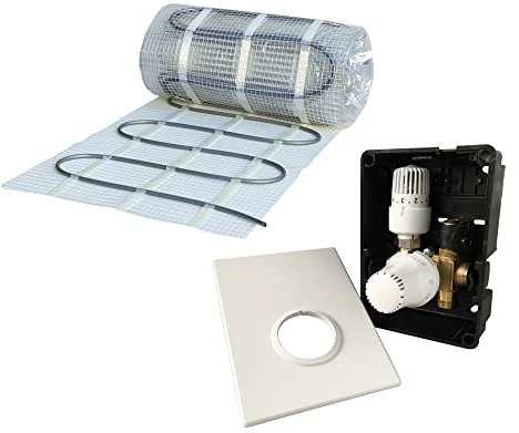 Dünnbett Warmwasser Fußbodenheizung HoWaTech Komplett Set 2,5-10m² Einrohr Heizmatte und Regelbox TH-RTL, Heizfläche:5.00m²