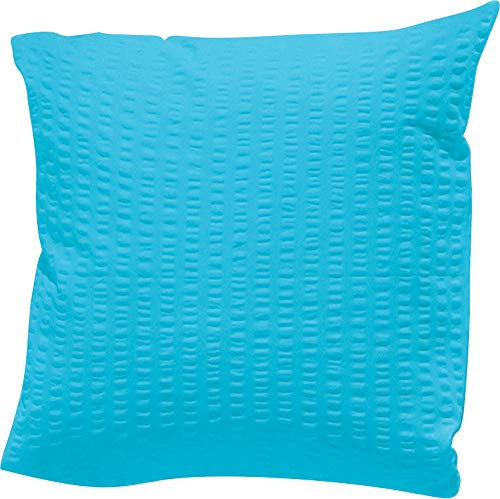 Erwin Müller Kissenbezug, Kuschelkissenbezug, Kissenhülle Seersucker Uni Serie Rosenheim türkis Größe 40x40 cm - pflegeleicht, bügelfrei, mit Reißverschluss