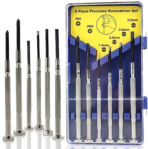 Lonisiv 6 PCS Precision Screwdriver Set, Eyeglass Repair Kit, Flat Head & Philips Head Screwdriver Set, 6 Different Sizes, Suitable For Watch, Electronic Repairs