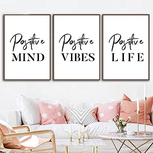 Citations positives noir blanc toile affiches et impressions motivationnel mur Art photos inspiration Art peinture décor à la maison sans cadre-40X50cmx3