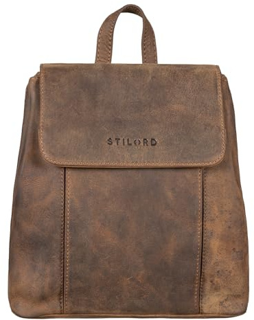 STILORD 'Fiona' Daypack Rucksack Damen Leder Klein für City Shopping Freizeit iPad 9.7 Zoll Vintage Rucksackhandtasche aus Echtem Leder, Farbe:colorado - braun