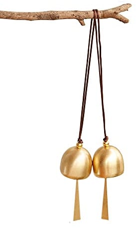2 x kleine vergoldete Glocke zum Aufhängen, Dekoration, Glocke, Camping, Zelt, Glocken, Windown, Tür, Türglocken, Heimdekoration, Glücksglocke, Mini-Anhänger zum Aufhängen
