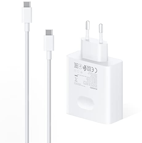 Original Ladegerät passend für Huawei 65W USB C Power Delivery Supercharge Netzteil mit USB Typ C zu C Ladekabel USB-C Adapter für Honor, Matebook, Matepad Netzteil+1M Kabel