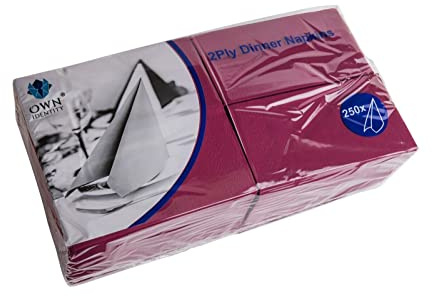 We Can Source It Ltd – Burgundy Red 40cm 2-Ply Paper Napkins – Absorbent Dinner Serviettes with 8-Fold Rectangular Design – Ideal for Catering and Events – Strong and Disposable - 1000 Napkins (4Pack)