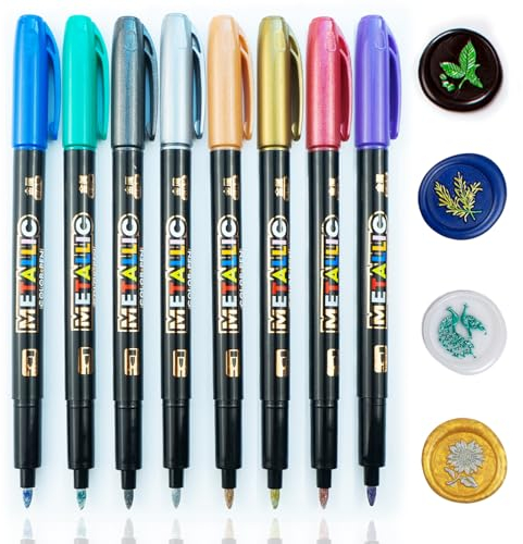 Wachssiegelstift, Zifospy 8 PCS Wachsstift zum Dekorieren von Wachssiegelstempeln, Premium-Metallic-Marker-Farbstift für Hochzeitswachsumschlagsiegel (8 PCS Metallic Color Pen)