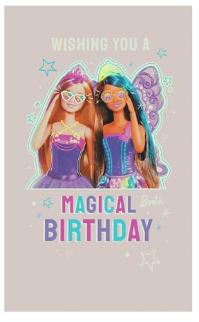 Danilo Promotions Limited Barbie Geburtstagskarte, offizielle Barbie-Grußkarte, Happy Birthday Barbie-Karte, mehrfarbig, 21 cm x 12,7 cm