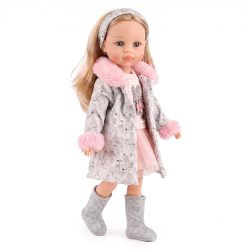 Bibi Doll Emma Olsson Fashion Doll – 15 Inch Stylable Blonde Hair, Movable Limbs, Rotatable Head, Chic Outfit with Pink Skirt & Grey Coat, Play Doll for Girls & Boys, Ages 3+