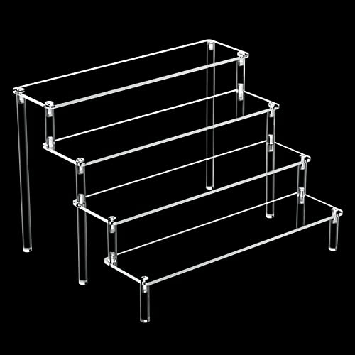 Sarsumir Acryl Display Ständer 4-stufiger Transparente Display Riser Acryl Riser Display Regal für Figuren Cupcake Nagellack Gewürz Parfüm (30x26x20)