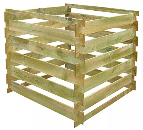 XIAOGUANG Compostière, Composteur de jardin, Composteur de balcon, Composteur de cuisine, Composteur de jardin à lattes carrées 0,54 m3 en bois