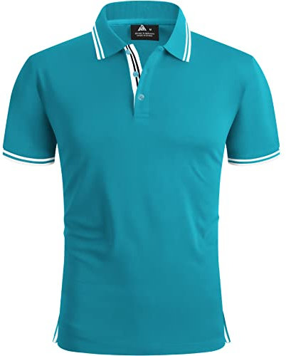 SwissWell Poloshirt Herren Kurzarm Atmungsaktiv Golf Tennis Sport Polo Shirts Sommer Freizeit T-Shirt Blaugrün L