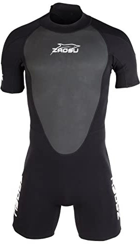 ZAOSU Neopren Shorty Aqua Essential | 3 mm Neopren - Schwarzer Freiwasser Neoprenanzug, Rückenreißverschluss, kurzärmeliger Taucheranzug für SUB, Schnorcheln, Surfen, Tauchen, Schwimmen, Größe:XXL