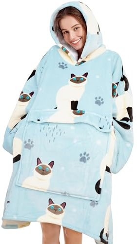 Übergroße Decke mit Kapuze für Frauen, tragbare Decke, Erwachsene, riesiger Kapuzenpullover, gemütliches Sweatshirt, Kawaii-Material, Geburtstagsgeschenk für Frauen, Weihnachtsgeschenke für Schwester,