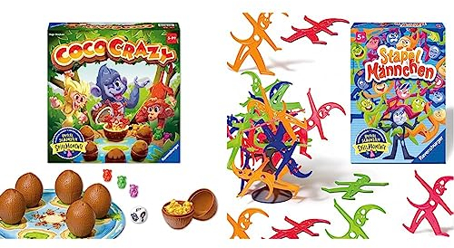 Ravensburger 20897 - Coco Crazy, Brettspiel für Kinder ab 5 Jahren & 20854 Stapelmännchen - Geschicklichkeitsspiel für 1-4 Spieler ab 5 Jahren
