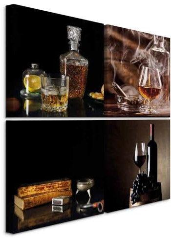 murando Akustikbilder Alkohol 4 Teilig je Akustikschaum Hochleistungsschallabsorber Schallschutz Leinwand Wandbild Raumakustik Schalldämmung i-B-10020-b-a