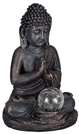 EGLO 48969 LED Solarleuchte Z_SOLAR BUDDHA Kunststoff grau 1X0,06W L:18cm B:16cm H:27cm mit Schalter ein/aus