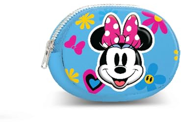 Disney Minnie Mouse Floral Blue-Porte-Monnaie Pill, Bleu, 12 x 8,5 cm