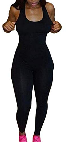 TOPJIAO Jumpsuit Dress Bodysuit Long Slim Jumpsuit Tracksuit Pants Women's Jumpsuit (Black, S)