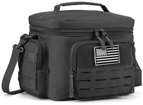 QT&QY Bolsa Térmica Táctica para Almuerzo de 13L para Hombres - Caja Térmica Militar Resistente, Impermeable y Aislante para Adultos - Ideal para Oficina, Camping, Picnic con Sistema MOLLE