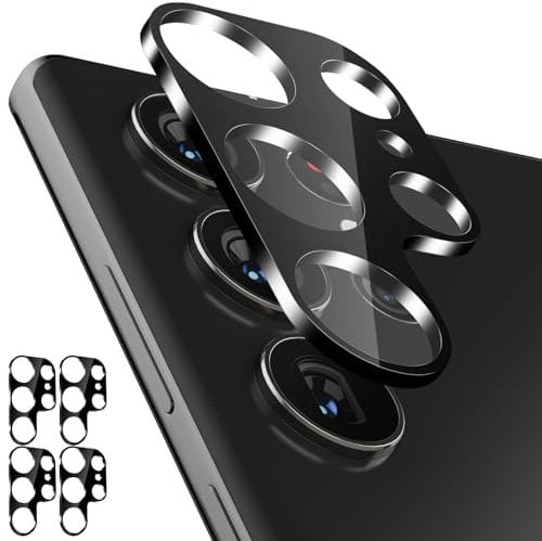 imluckies [4 Pack Design for Samsung Galaxy S24 Ultra Camera Lens Protector, 9H Tempered Glass Back Camera Screen Protective Film, Scratch-Resistant, Easy Installation, Black