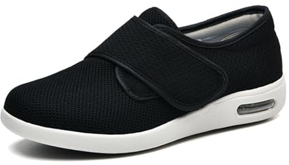 Extra Breite Schuhe Frauen Männer Orthopädische Diabetiker Mit Erinnerungsschaum Verstellbare Wanderschuhe Für Ältere Arthritis Ödem Geschwollene Füße Daumen Valgus black-1-EU37/235mm