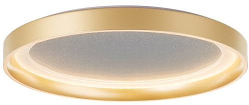 Lightbox LED Deckenlampe mit Glitzereffekt & goldfarbenen Rahmen - 2700 lm, 3000 K - glamouröse Deckenleuchte - Ø 33 cm - für das Wohnzimmer - aus Metall/Kunststoff